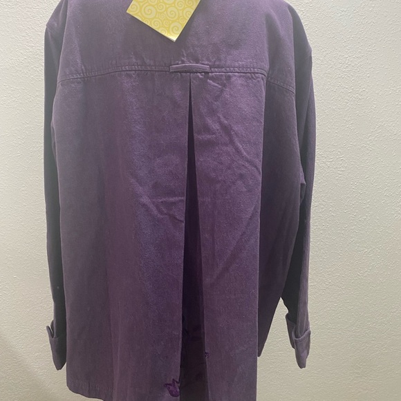 Denim & Co QVC Lite Purple Jacket w Pleated Back Embroidered Sz 2X Cute&casual - Picture 3 of 5